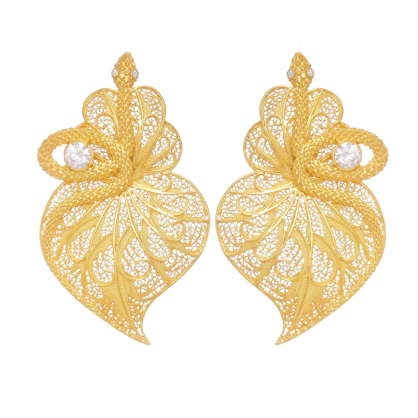 Heart Snake Zirconia Earrings