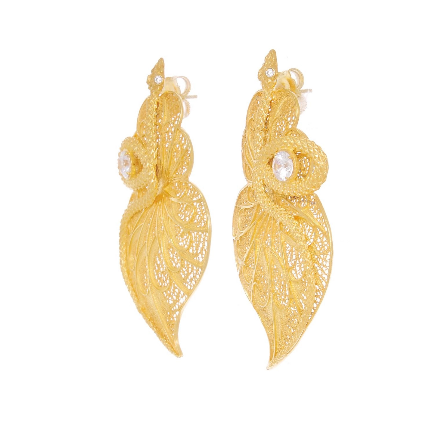 Heart Snake Zirconia Earrings
