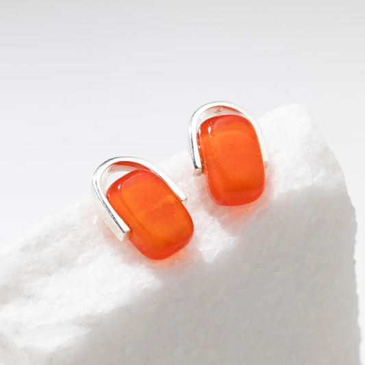 Stud Neon Orange Earrings