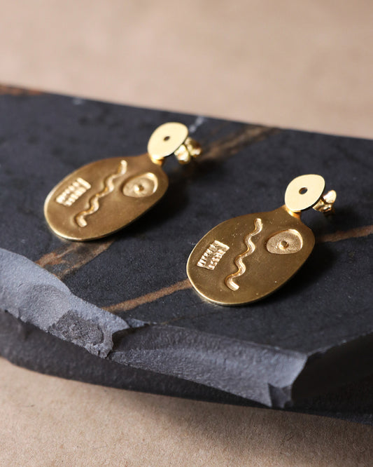 Águatinta Engraving Gold Plated Silver Earrings