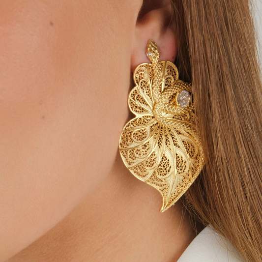 Heart Snake Zirconia Earrings